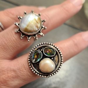 Pearl rings sterling plated Bundle